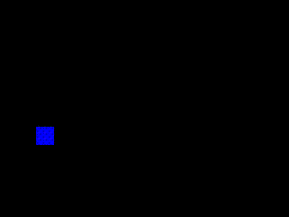 Black background, blue moving square as player character